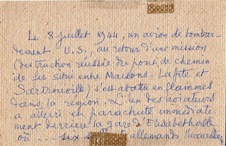 Annotation manuscrite au dos de la photo