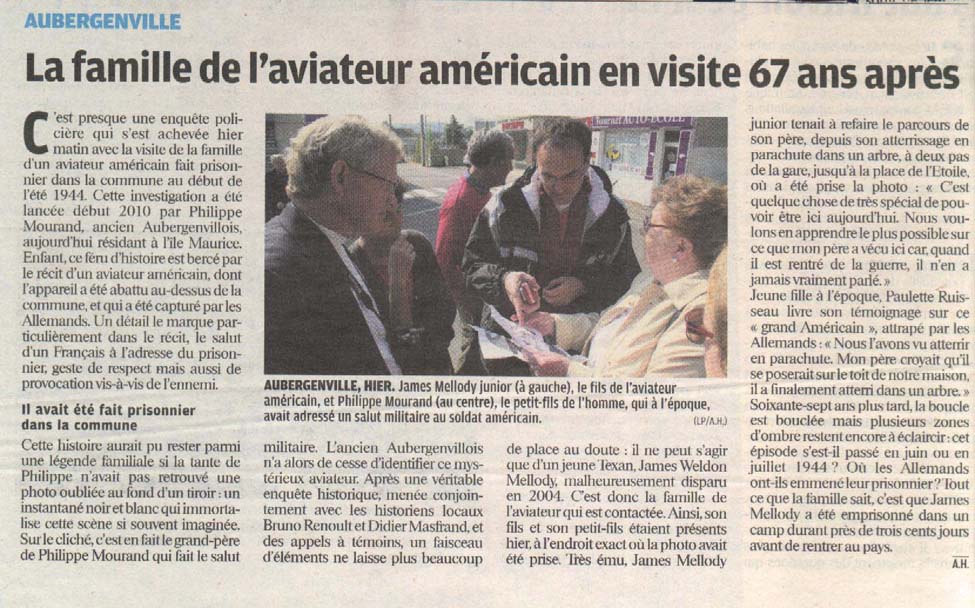 La famillle de l'aviateur américain en visite 67 ans après